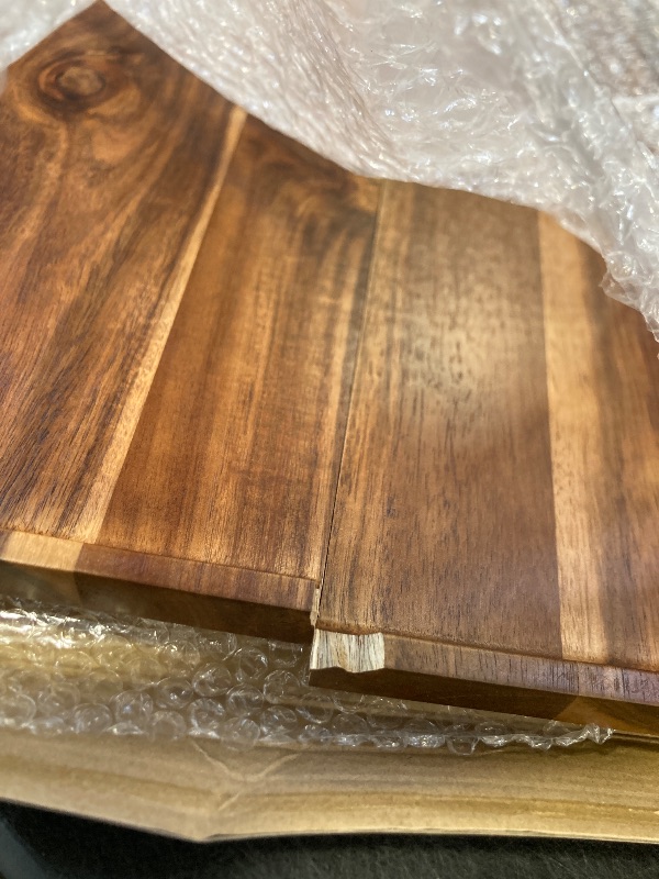 Photo 1 of 2 PCS Solid Acacia Wood Serving Trays 16 * 12 inch Rectangular Wooden Serving Platters Natural Wooden Boards for Bar Coffee Party