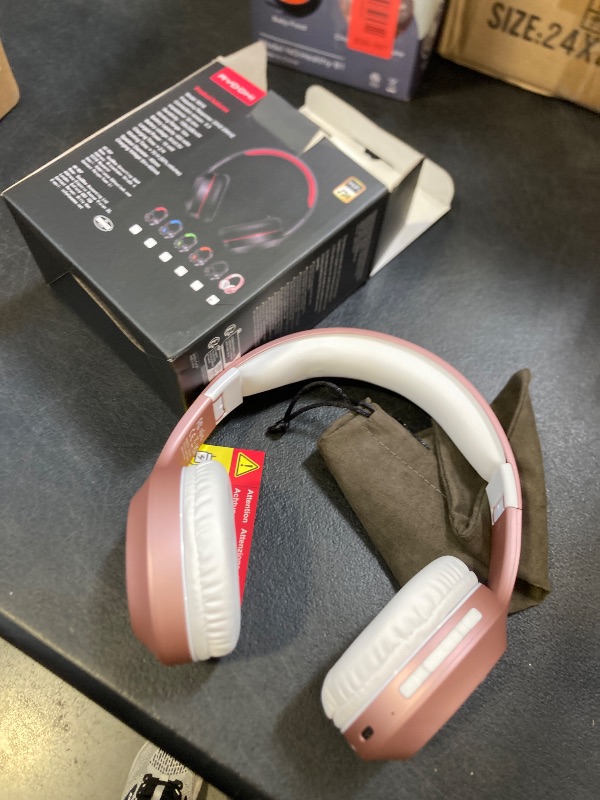 Photo 1 of Rydohi Bluetooth Headphones Over Ear, 68H Playtime 3 EQ Music Modes Wireless Headphones with Microphone/Deep Bass, HiFi Stereo Foldable Headset for PC Home Travel Office (Rose Gold)