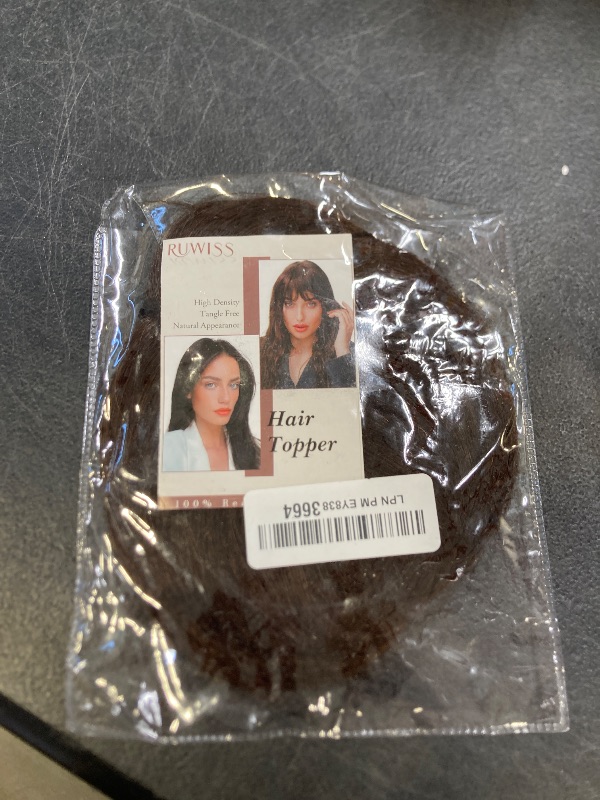 Photo 1 of RUWISS Hair Toppers for Women Real Human Hair - Lightweight Clip-in Hair Piece for Thinning Hair, Fluffy Straight Hair Topper without/with Bangs, Dark Brown with 15% Dark Cocoa Blonde