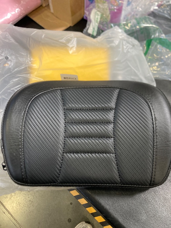 Photo 1 of Dakchor Motorcycle Detachable Sissy Bar Backrest Pad for Harley Glide Road King Traveler Rear Backrest Cushion 1996-2023 Black Thin Line Pad with Black Sissy Bar Backrest Pad Mount Kit