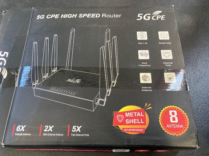 Photo 1 of Dpofirs 5G CPE 6 Router for Middle East, Asia, Africa, WiFi6 1000Mbps Gigabit Ethernet Network, 8 Antennas, Plug and Play with SIM Card Slot, Supports up to 20 Users, Black