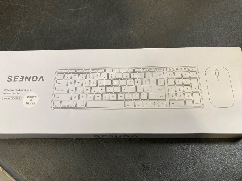 Photo 1 of seenda Bluetooth Keyboard and Mouse for Mac, SKM64-2 Multi-Device Rechargeable Slim Wireless Keyboard Mouse Stainless Steel Full Size, Compatible with MacBook Pro/Air, iPad, Mac - White Silver