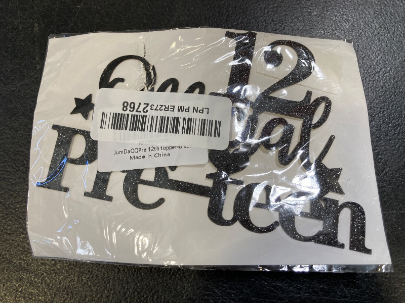 Photo 1 of 1Pcs 12th Birthday Cake Topper, Black Glittery 12 Official Pre-Teen Cake Topper for Boys Girls 12 Years Old Birthday Party Decorations (Black)