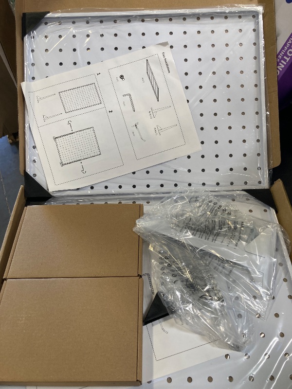 Photo 1 of VACONICO 2 Pcs Metal Pegboard Display Stand with 30 Peg board Hooks, Tabletop Pegboard Shelf for Craft Shows & Fairs, Retail Stores, Vendors Arts and Crafts Finishing - 17x13Inch & White