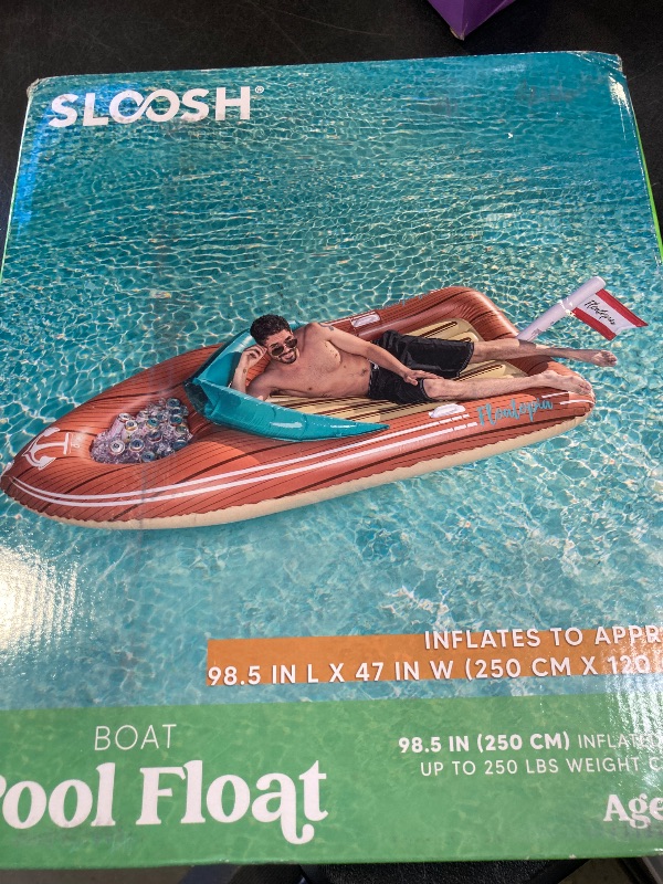 Photo 1 of JOYIN Giant Boat Pool Float with Cooler - Inflatable Boat Funny Pool Floats Raft with Reinforced Cooler, Lounge Floaties Beach Lake Toys fun in summer Swimming Pool Party Decorations for Kids & Adults
