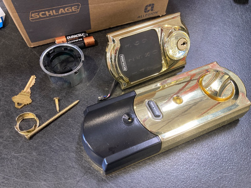 Photo 1 of SCHLAGE BE469ZP CAM 605 Connect Smart Deadbolt With Alarm Inbuilt Camelot Trim In Bright Brass