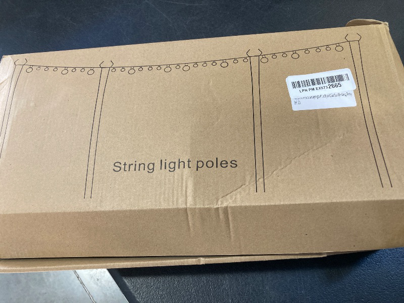 Photo 1 of 4 Pack String Light Poles,5Ft Metal Poles for Outdoor String Lights,Outdoor Light Poles with Post,Poles/Stand for Outside,Patio,Deck,Backyard,Garden Wedding,Party