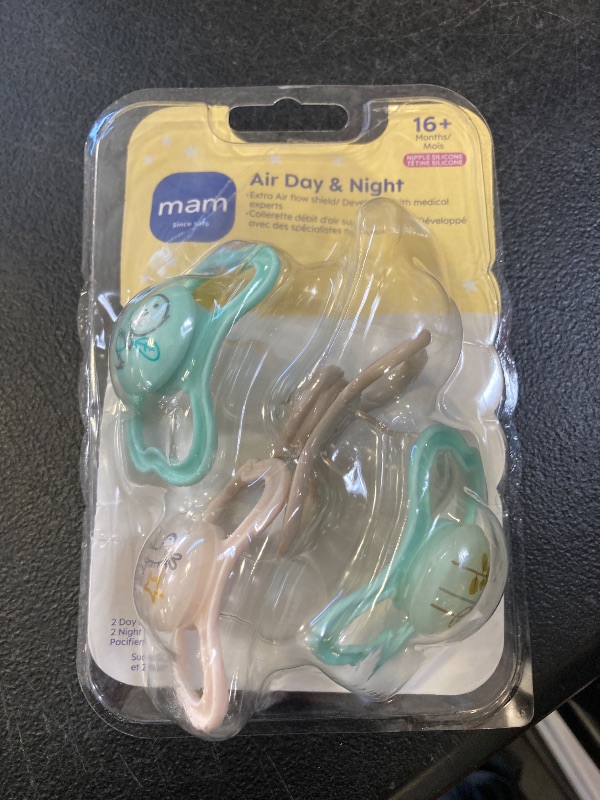 Photo 1 of MAM Air Day & Night Baby Pacifier, for Sensitive Skin, Glows in The Dark, 16+ Months, Unisex, 4 Count