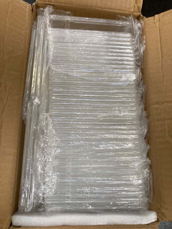 Photo 1 of 100 Pieces Baseball Card Holder with Label Position Clear Graded Card Sleeves Acrylic Trading Card Protectors Case for Standard and Graded Cards Hard Card Holder Case for Game Sports Card (100 Pcs)