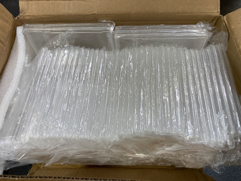 Photo 1 of 100 Pieces Baseball Card Holder with Label Position Clear Graded Card Sleeves Acrylic Trading Card Protectors Case for Standard and Graded Cards Hard Card Holder Case for Game Sports Card (100 Pcs)