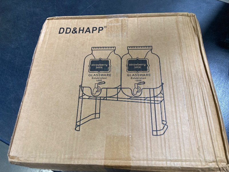 Photo 1 of 1 Gallon Glass Drink Dispensers For Parties 2PACK.Beverage Dispenser, Glass Drink Dispenser With Stand And Stainless Steel Spigot 100% Leakproof. Lemonade Dispenser With Ice Cylinder. Laundry Detergent