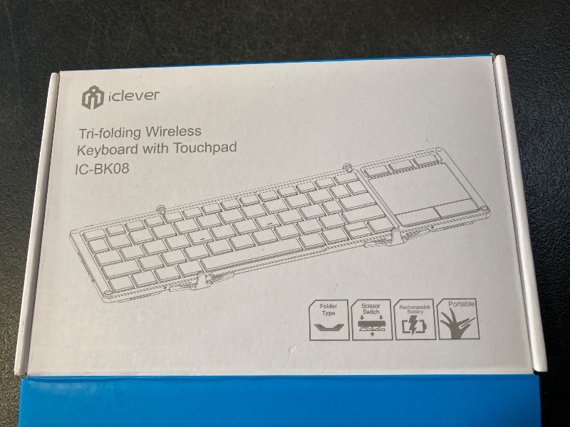 Photo 1 of iClever Foldable Keyboard, BK08 Bluetooth Keyboard with Sensitive Touchpad (Sync Up to 3 Devices), Tri-Folding Pocket-Sized for Windows Mac Android iOS