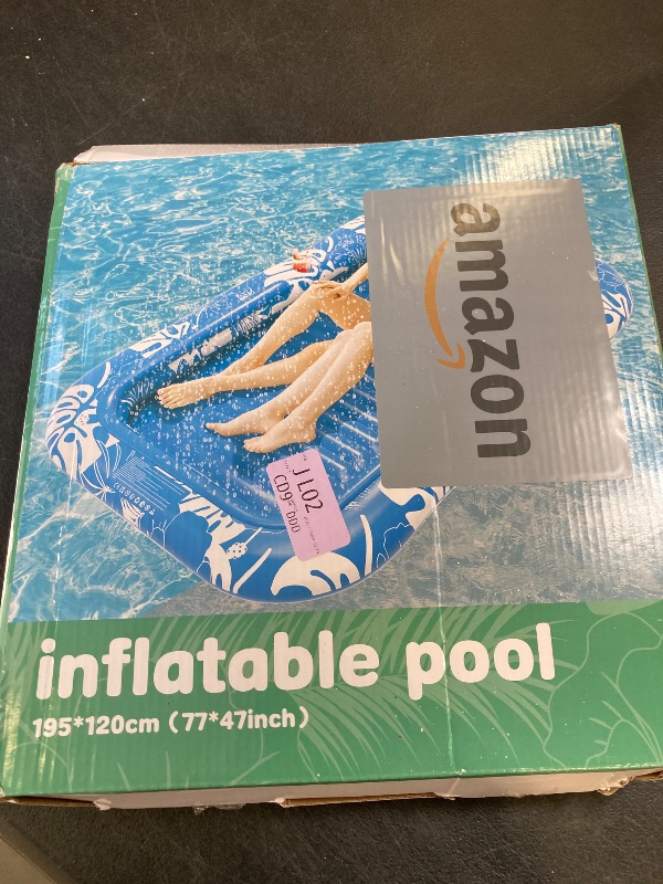 Photo 1 of Inflatable Tanning Pool Lounger Float with Sprinkler, 77" x 48" Pool Floats Adult with Pillow, 6 in 1 Suntan Tub Raft Floatie with Drink Holder Sunbathing Water Lounge