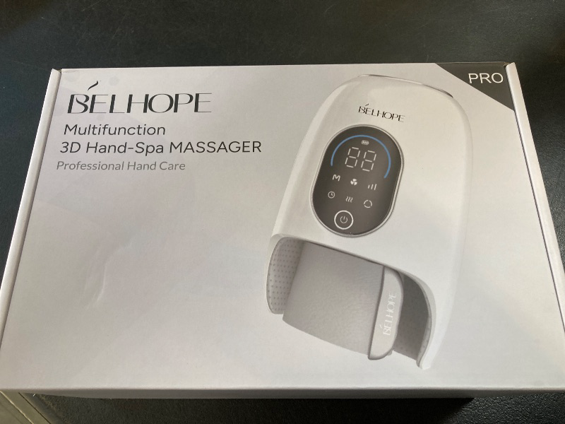 Photo 1 of Hand Massager with 9 Modes and 4 Heating Options for Hot and Cold Therapy Hand and Wrist Massager for Arthritis and Carpal Tunnel Relief, Hand Massager with Heat and Compression, White