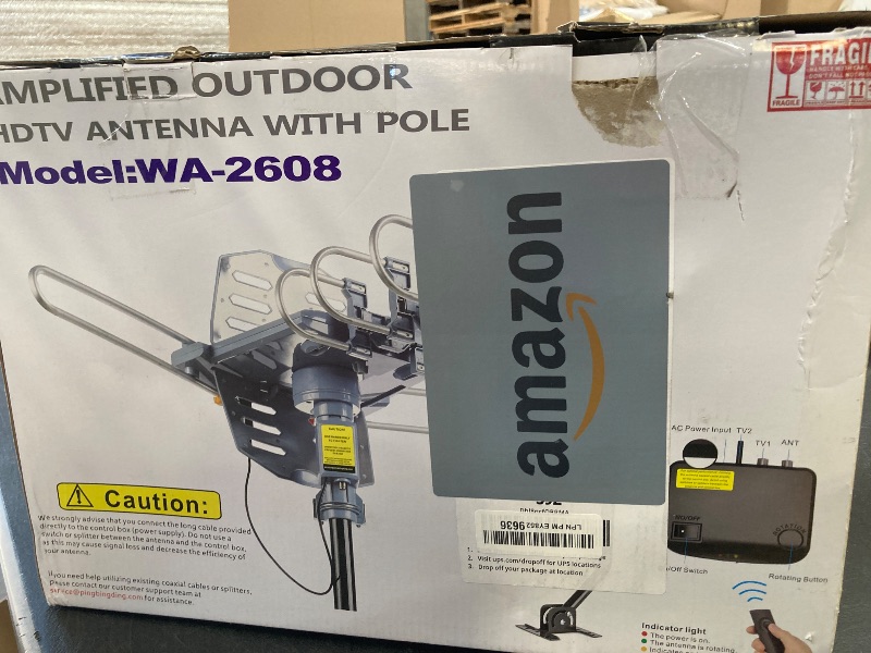 Photo 1 of PBD WA-2608 Amplified Outdoor TV Antenna – Long Range with UHF/VHF, 360° Motorized Rotation, Remote Control, Mounting Pole, and 40FT RG6 Cable – Supports 4K, 1080P, Smart and Older TVs (2 Outputs)