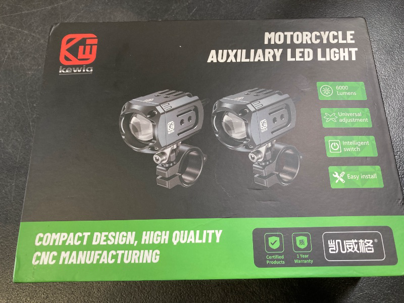 Photo 1 of Kewig Motorcycle Auxiliary LED Light Kit Driving Spotlights White/Amber Fog Light with Mount Brackets Wire Harness Waterproof 60W Offroad Work Lights Compatible with Motorcycle J-eep Car Truck