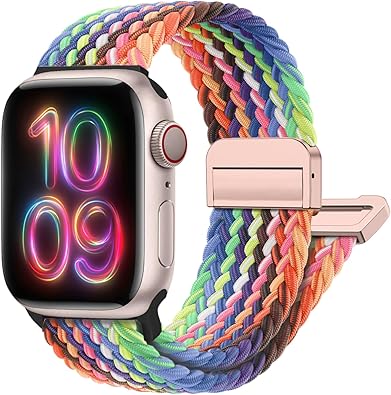 Photo 1 of Magnetic Braided Stretchy Loop - Compatible with Apple Watch Band 40mm 41mm 44mm 45mm iWatch Bands Ultra/2 49mm 38mm 42mm Women Men,Elastic Woven Nylon Strap for Apple watch Series 9 8 7 6 5 4 3 2 SE