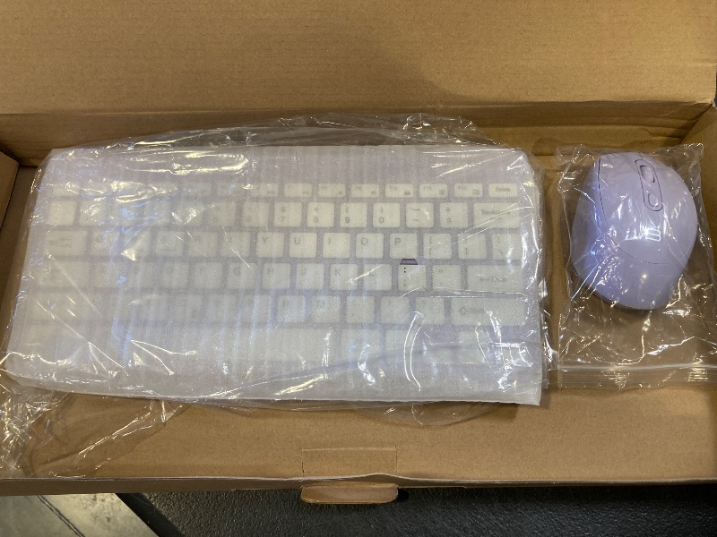 Photo 1 of RECCAZR Wireless Keyboard and Mouse Combo, Full-Sized Wireless Keyboard and Adjustable DPI Mouse, 2.4GHz USB Receiver, Wireless Keyboard and Mouse for PC, Windows, Desktop, Laptop (Purple)