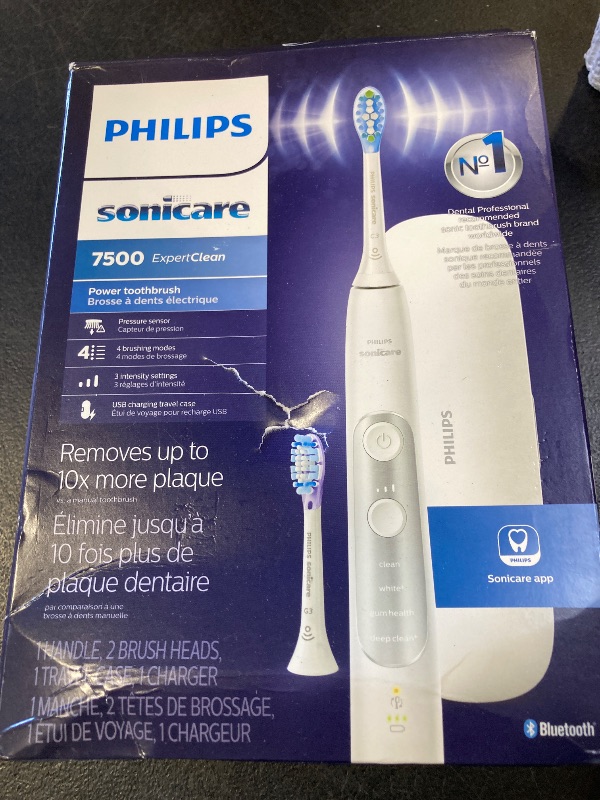 Photo 1 of Philips Sonicare ExpertClean 7500 White, Rechargeable Electric Power Toothbrush, HX9690/06