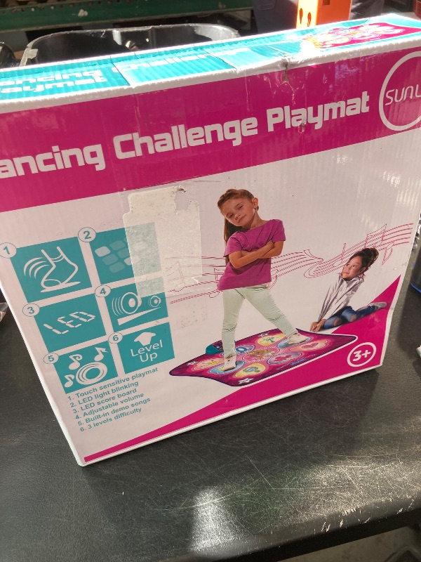 Photo 1 of SUNLIN Dance Mat - Dance Mixer Rhythm Step Play Mat - Dance Game Toy Gift for Kids Girls Boys - Dance Pad with LED Lights, Adjustable Volume, Built-in Music, 3 Challenge Levels (3-12 Years Old)