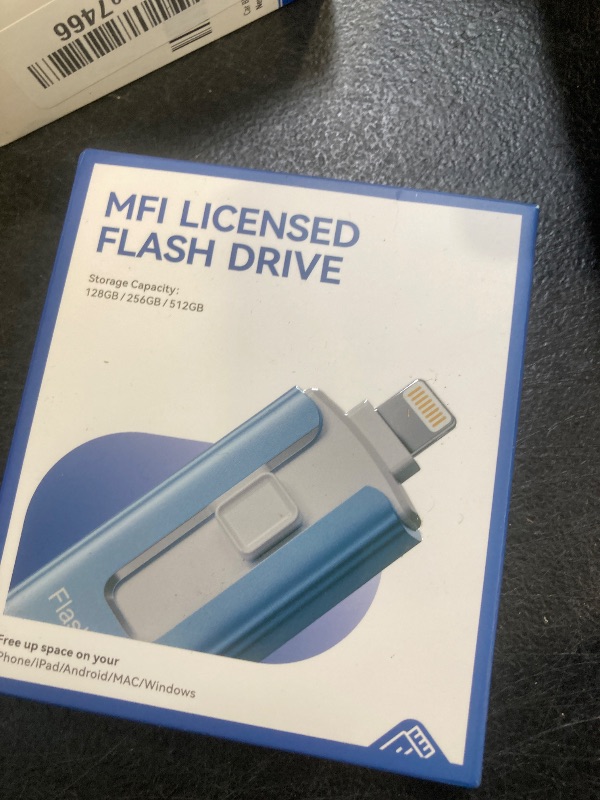 Photo 1 of MFi Certified 256GB Flash Drive for iPhone iPad, Photo Stick for External Memory Storage, Easily Back Up and Save Photos Videos, USB Memory Stick Thumb Drive for iPhone/iPad/Android/PC (Blue, 256GB)
