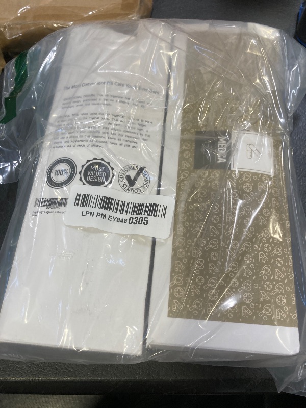 Photo 1 of 2 Pack, Large Weekly Pill Organizer Boxes in Gold Leather Case - 7 Day Week Pill Planner Organizers & Medication Reminder with 4 Times a Day - Daily Compartments That is Ideal for Travel