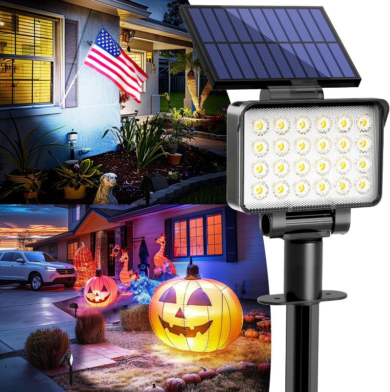 Photo 1 of Solar Spot Lights Outdoor Waterproof 2 Pack for Flag, Tree, House, Garden, Yard, Landscape Spotlights for Accent Uplighting Halloween Christmas Decorations