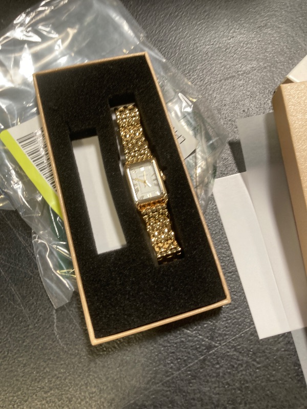 Photo 1 of Watches for Women Vintage Bracelet Roman Dial Rectangular Case Gold Watch Waterproof with Tools