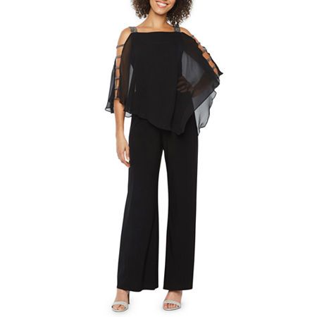 Photo 1 of MSK Women's Straight Neck Short Sleeve Jumpsuit, Large, Black
