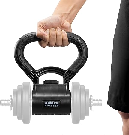 Photo 1 of Power Press Kettlebell Handle, Black, Cast Iron, Universal for Dumbbells up to 45 kg, 25-32 mm Diameter, Adjustable Weight, Portable, Adjustable, Black
