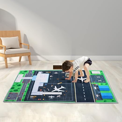 Photo 1 of 31''/47'' Kids Bedroom Carpet, Creative Airport Fun Rug, Soft Play Mat, Cute Room Carpet, Rug for Children
