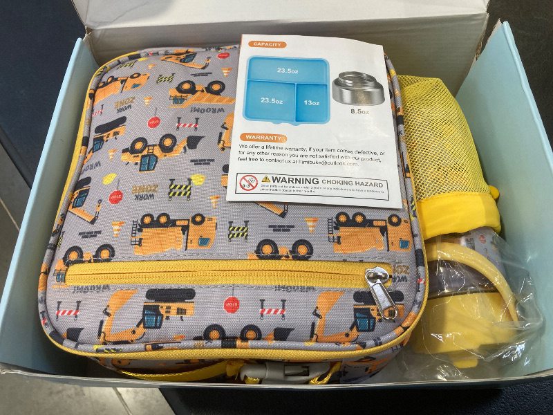 Photo 1 of Fimibuke Bento Box for Kids Adult - Leakproof 3-4 Compartments Lunch Bento Box Set with Insulated Thermos Food Jar, Water Bottle, Lunch Bag, Sauce Cup & Cutlery for Toddler Teen Shcool Girl Boy Age 3+
