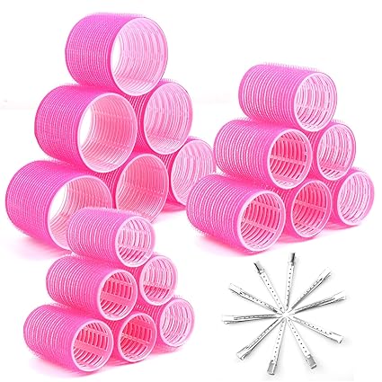 Photo 1 of Cludoo Jumbo Hair Curlers Rollers with Clips, 28 Pcs Self Grip Rollers Set for Volume and Curls - 6.3cm, 4.3cm, 3.7cm for Long, Medium, Short, Thick Hair, Bangs, and Salon Hair Styling
