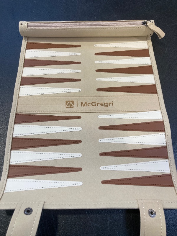 Photo 1 of Sondergut Roll-up Portable Suede Backgammon Game Set - for Adults & Children - Ideal for RV Travel, Cruise, Airplane, Camping, Backpacking, Road Trips, Etc. Multiple Colors (Cream)
