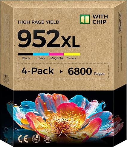 Photo 1 of 952XL Ink Cartridges Combo 4-Pack High Yield Replacement for HP 952 952XL Ink Compatible with HP OfficeJet 8702 Pro 7720 7740 8210 8710 8720 8730 8740 8715 8216 8725 Printers Black Cyan Magenta Yellow
