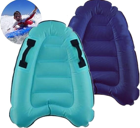 Photo 1 of Inflatable Surf Body Board with Handles, Lightweight Swimming Floating Surfboard Aid Mat Learn to Swim, Beach Safety Theme Surfing Swimming Summer Water Fun Toy for Both Kids and Adult
