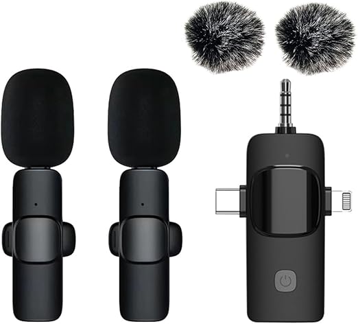 Photo 1 of Wireless Lavalier Microphone, Professional Wireless Lavalier Lapel Mic, Portable Clip Mini Mic for Interview/Vlog/Livestream/Podcast/Teaching, Audio & Video for iPhone, Android/Pad/Camera/Laptop
