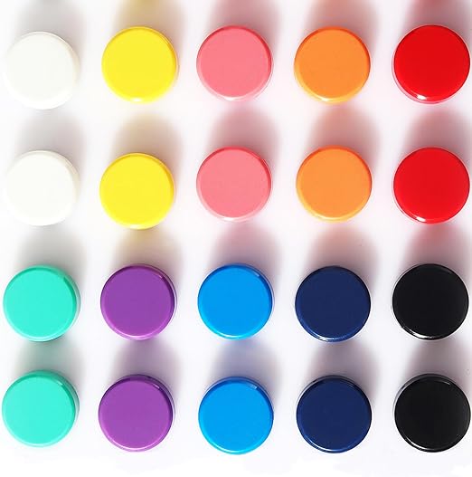 Photo 1 of Fridge Magnet - 20 Pack 10 Colors Refrigerator Magnets, Mini Strong Magnets for Whiteboard, Locker & Map- Colorful Round Cute Small Magnets for Kitchen, Office, Classroom, School (Assorted)
