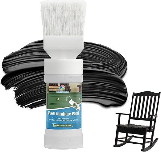 Photo 1 of Wood Paint for Furniture Cabinets, Doors, Tables, Chairs and Dressers All In One Refinishing Matte Wood Paint Kit Water-Based No Need Prime No Varnish Easy to Use 6.35oz-1 Pack (Liquorice Black)
