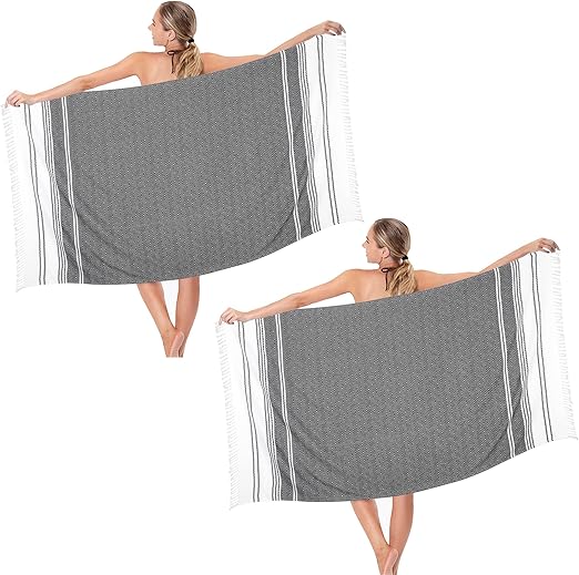 Photo 1 of Beach Towel 2 Pack, Sand Free Beach Towels Oversized 39 x 72, Turkish Beach Towel Quick Dry, Lightweight Pool Towels for Adults Diamond Travel Towel, Cool Beach Essentials
