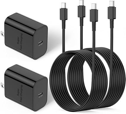 Photo 1 of 45W Samsung Super Fast Charging with USB C to C Cable 10ft, 2Pack Type C Wall Charger Block and Android Phone Charger Cord Long for Samsung Galaxy S25 Ultra/S25+/S24+/S23+/S22+/S22 Plus/S21/Note 20/10
