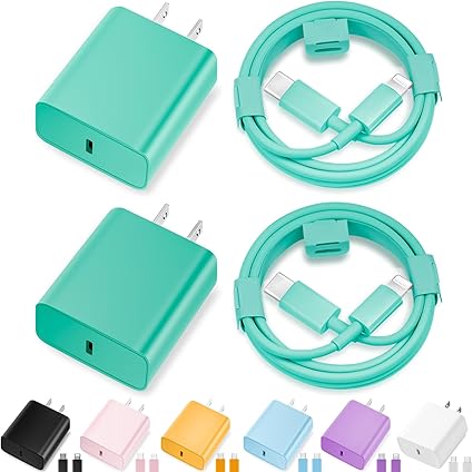 Photo 1 of iPhone Charger Fast Charging,[MFi Certified] 2Pack 20W Type C Fast Charger Block with 6FT USB C to Lightning Cable Compatible for iPhone 14/13/12/11 Pro Max/Xs Max/XR/X,iPad (Green)
