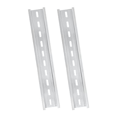 Photo 1 of Silver Aluminum Rails, 2 Pack, 200mm Long x 35mm Wide x 7.5mm High, Perfect for Manufacturing Units and Control Panels in Telecommunications and Automation Industries

