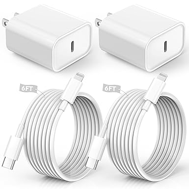 Photo 1 of iPhone Charger Fast Charging,iPhone Fast Charger 2Pack Type C Fast Charger Block Plug Adapter 6FT USB-C to Lightning Cable Cord for iPhone 14/13/13 Pro/12 Pro/12 Pro Max/11/Xs Max/XR/X/SE,iPad,AirPods
