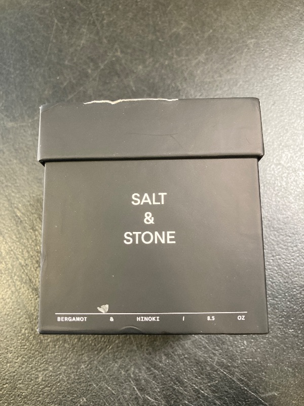 Photo 1 of SALT & STONE Scented Candle for Women & Men | Hand-Poured, Aromatic & Fragrant | Coconut & Soy Blend Wax | 100% Cotton Wick | Long-Lasting 50 Hour Burn Time (8.5 oz) (Bergamot & Hinoki)