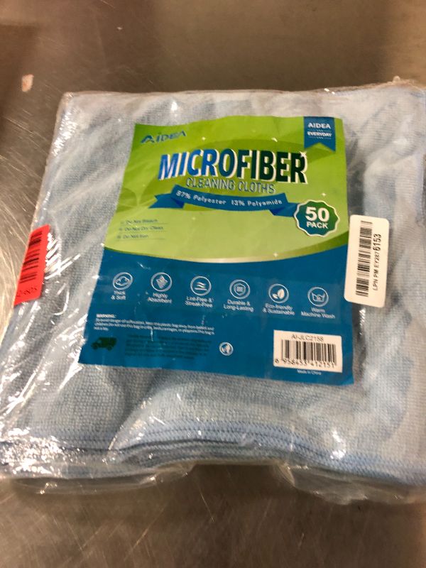 Photo 1 of AIDEA Microfiber Cleaning Cloth, Blue Shop Rags, Microfiber Towels for Cars, Dusting Cloth Lint Free Rags, Absorbent Towels for SUVs, House, Kitchen, Mechanic, Workshops, 12"×12"