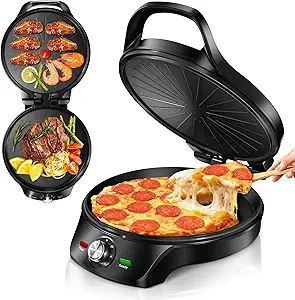 Photo 1 of 12-Inch Pizza Maker & Electric Griddle Nonstick - CACHOO 3 in 1 Indoor Grill/Griddle/Press with 30-Min Timer & Auto Shut-Off, Perfect for Burgers, Quesadillas, Omelettes, Pizzas, Paninis
