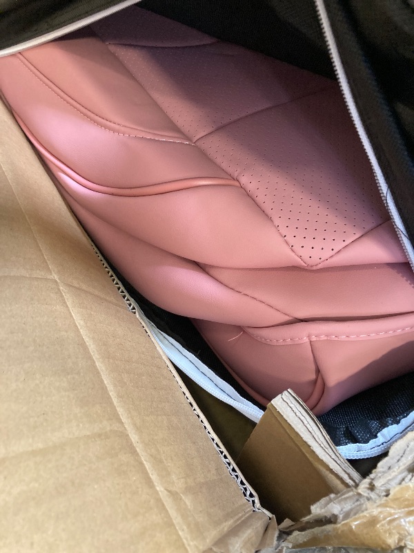Photo 1 of Tesla Model Y Car Seat Covers Nappa Leather Car Interior Seat Airbag Compatible Cushion Cover Full Set Custom Fit 2024 2023 2022 2021 2020, Nappa Pink