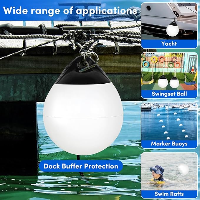 Photo 1 of 10/12/15 inch Boat Buoy Balls Anchor Buoy Float Round Boat Fenders,Vinyl Inflatable Boat Mooring Buoys,Boat Buoys Bumpers for Docking/Anchoring/Marking - Multi Color Optional (1,2,4 Pack)