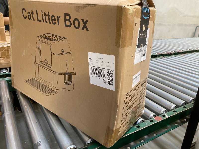 Photo 1 of 2 Pack Stainless Steel Litter Box with Lid, 8” Deep Pan, Extra Large Litter Box for Big Cats, Anti-Leakage, Odor Free, Front & Top Dual Entry, Includes Litter Mat & Metal Scoop